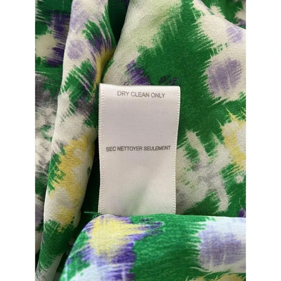 Rebecca Taylor 100% Silk Dress Sleeveless Green Purple Yellow Size 6 - Picture 6 of 6